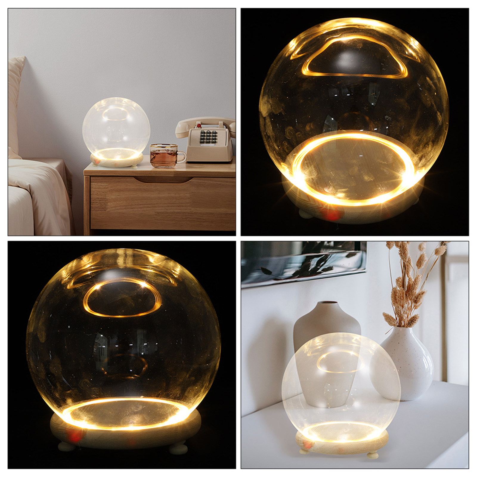 Plastic Dome Clear - Стеклянная витрина-купол для стабилизированных цветов, деревянное